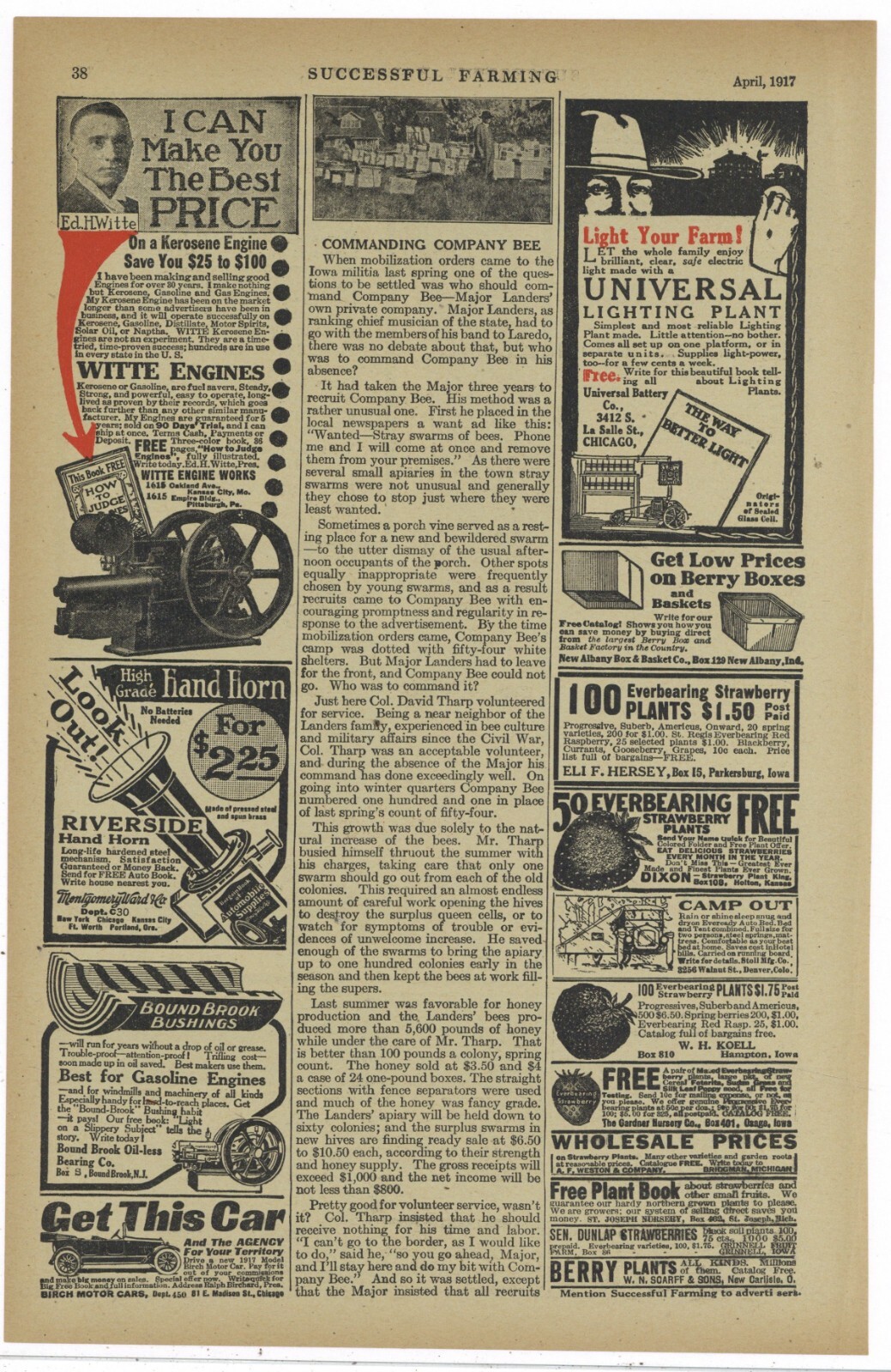 1917 Witte Engine Works Ad: Kerosene Farm Engines – Kansas City & Pittsburgh