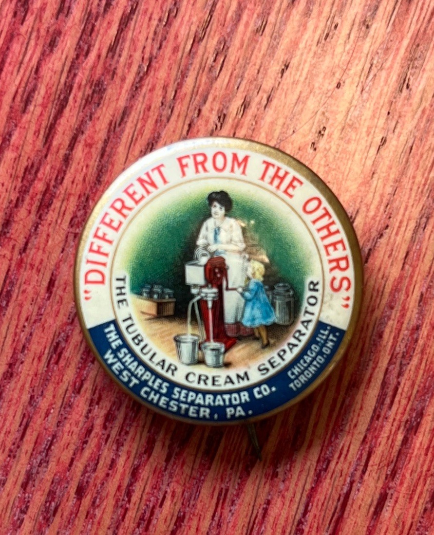 Early-1900s Sharples Cream Separator Co. Advertising Celluloid Pinback Button