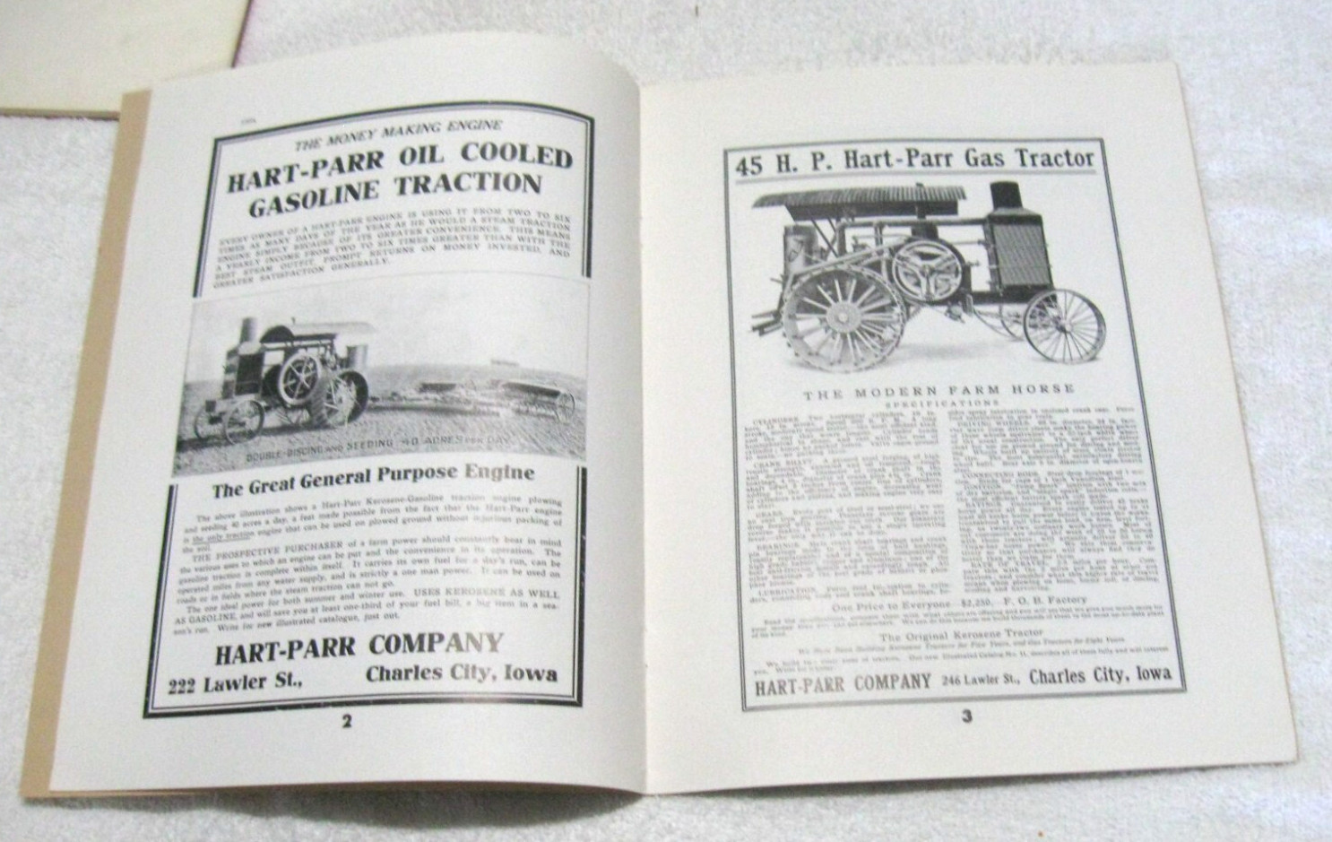 1908 – 1919 HART PARR ADVERTISING HISTORY BOOK BY KING