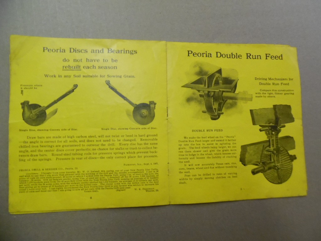 c.1908 Peoria Drill & Seeder Co, Seeding Machinery Catalog Antique Original