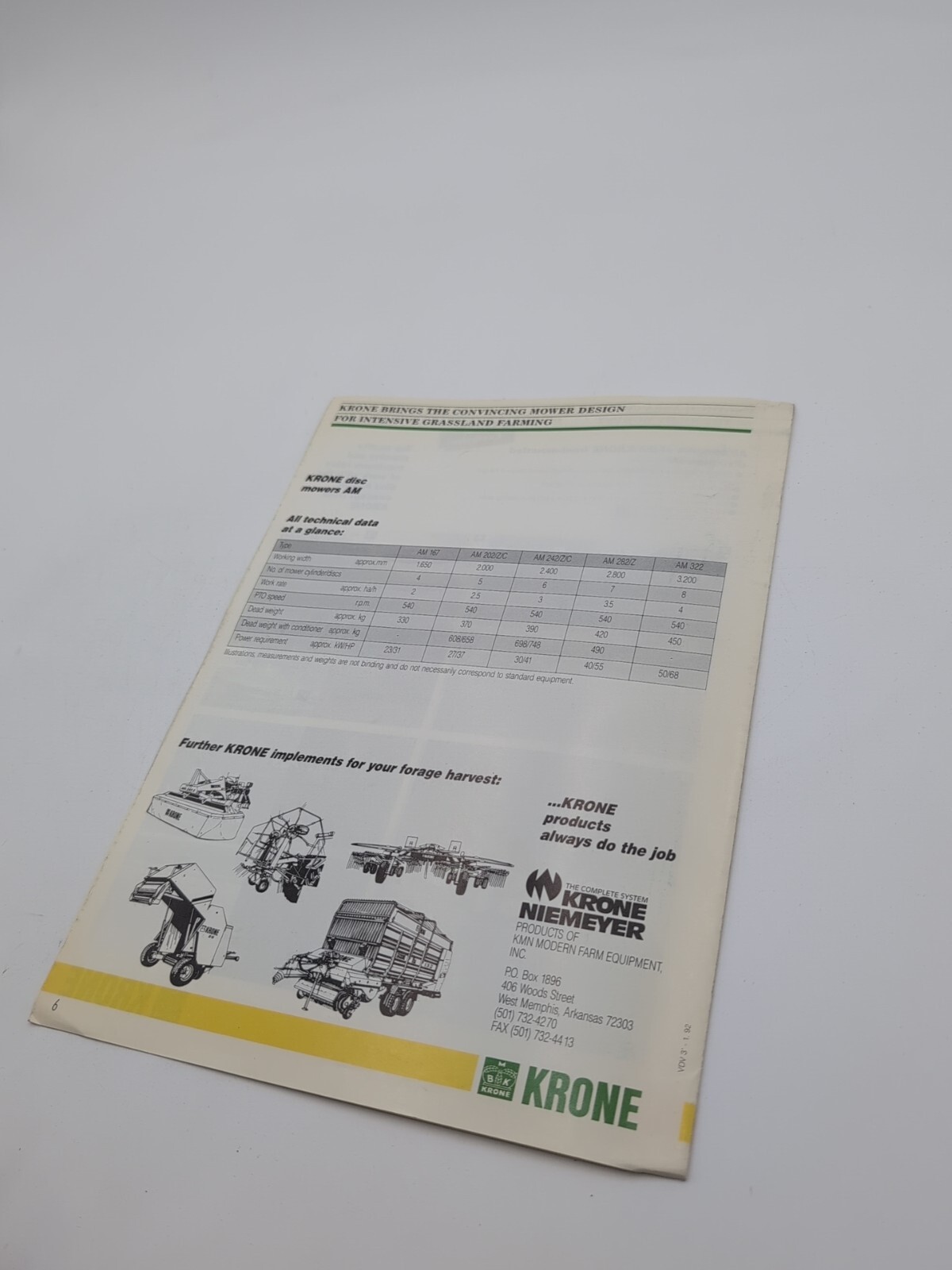 Krone Disc Mower AM 242 Z Sales Brochure Original