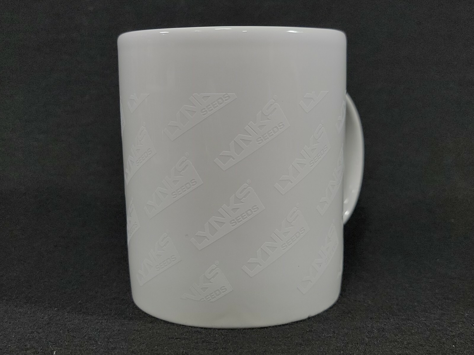 Lynks Seeds Coffee Cup Ghost Logos White on White Mug Agriculture Advertising