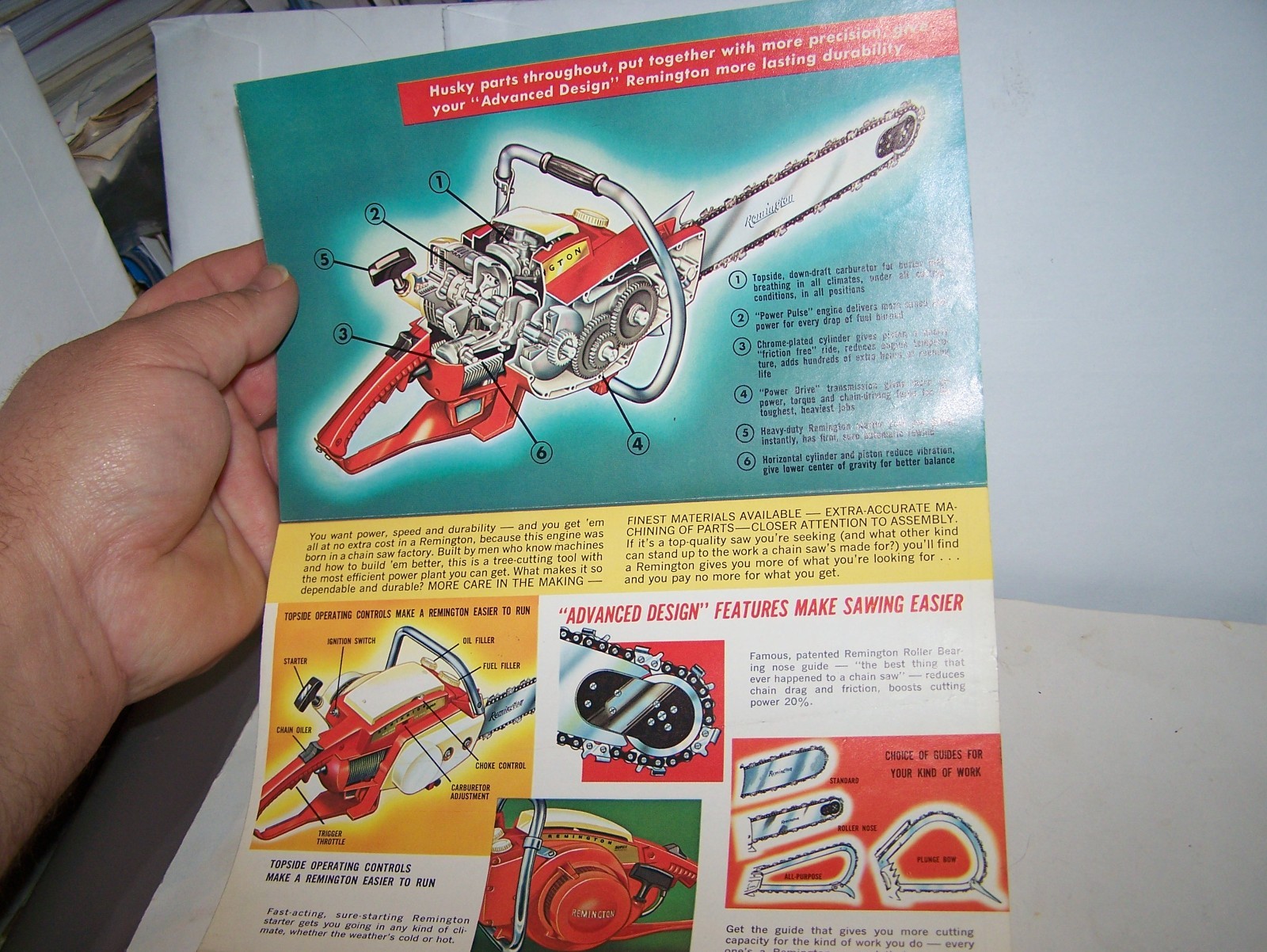 REMINGTON CHAIN SAW Sales Brochure Poster Timber Forestry Firewood Drill Auger