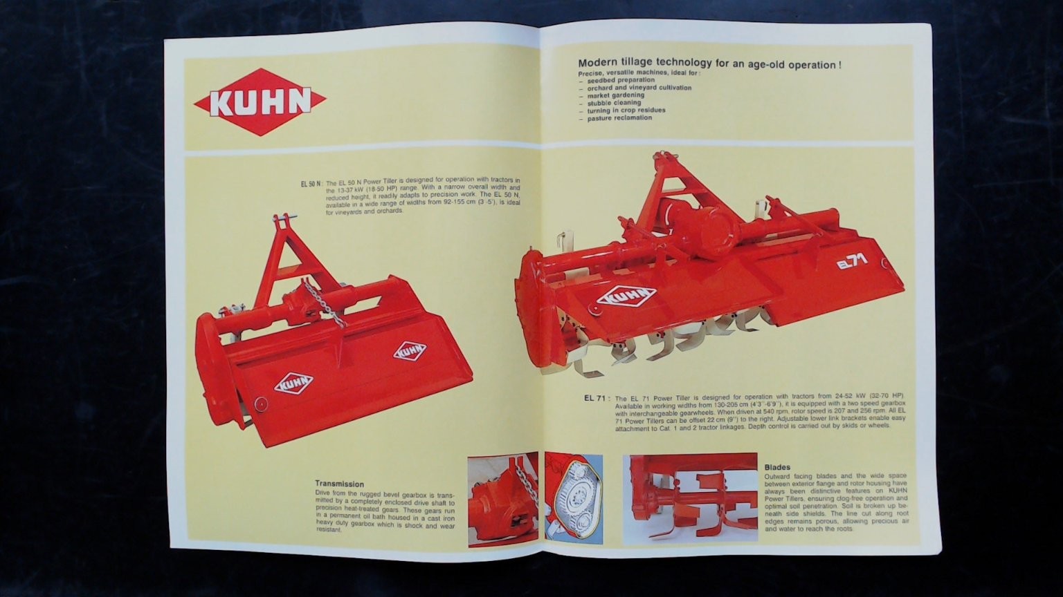 Kuhn EL 50 N EL 71 Power Tillers Vintage Agricultural Brochure