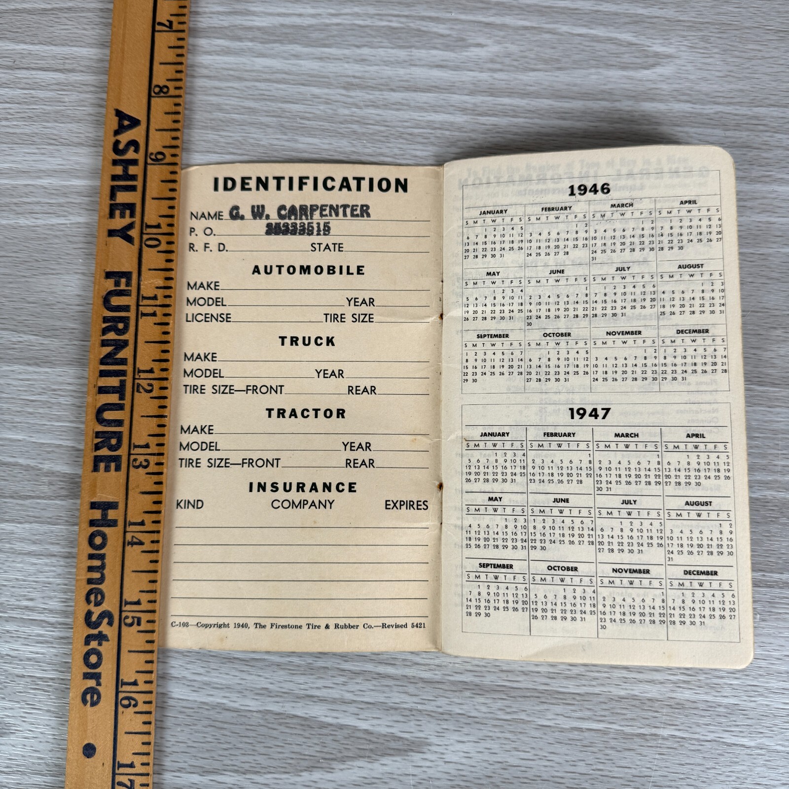 Vtg Notebook 1946 Firestone Farm Guide Book Income Expense Records USED WRITING