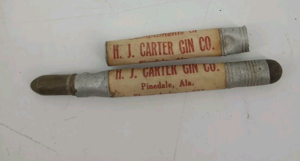 Vtg Rare Bullet Pen H.J. Carter Cotton Gin Advertising Pinedale Alabama. Read