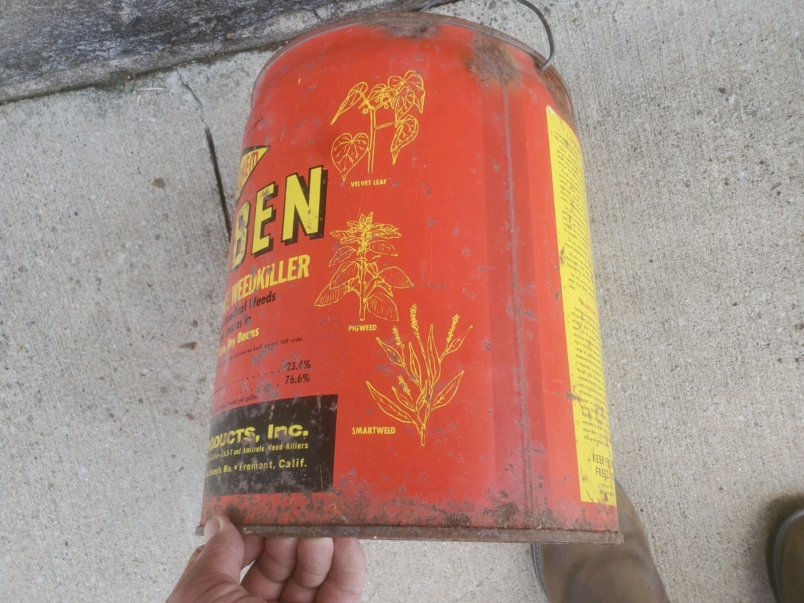 5 Gallon Metal Can Amiben Herbicide No Lid Soybean Weed Control Farm Decor #5