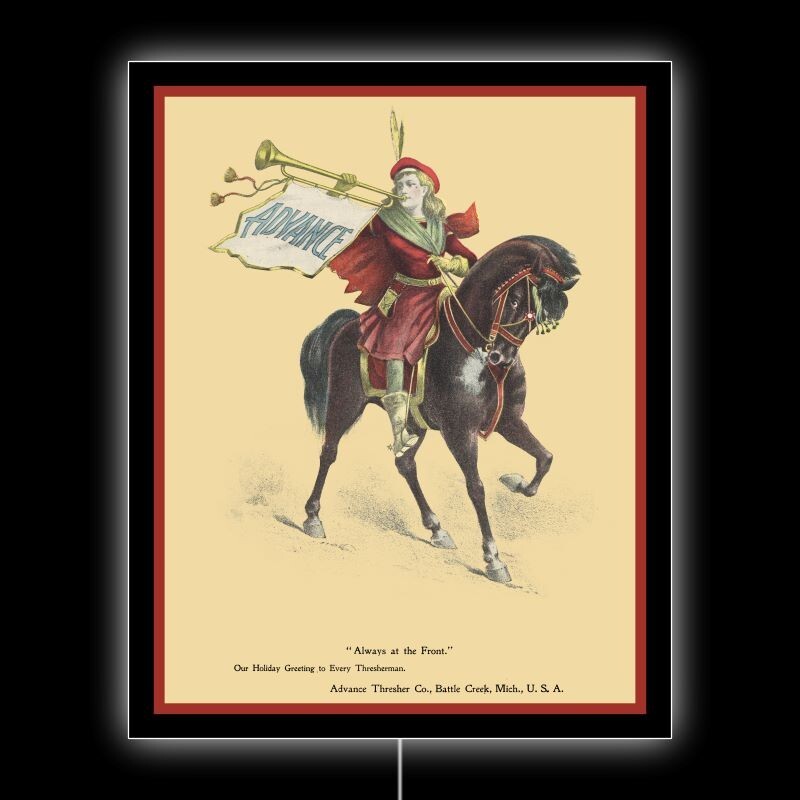 1898 ADVANCE Thresher of Battle Creek, MI NEW LED Hanging Lighted Sign: 18×23&Prime;