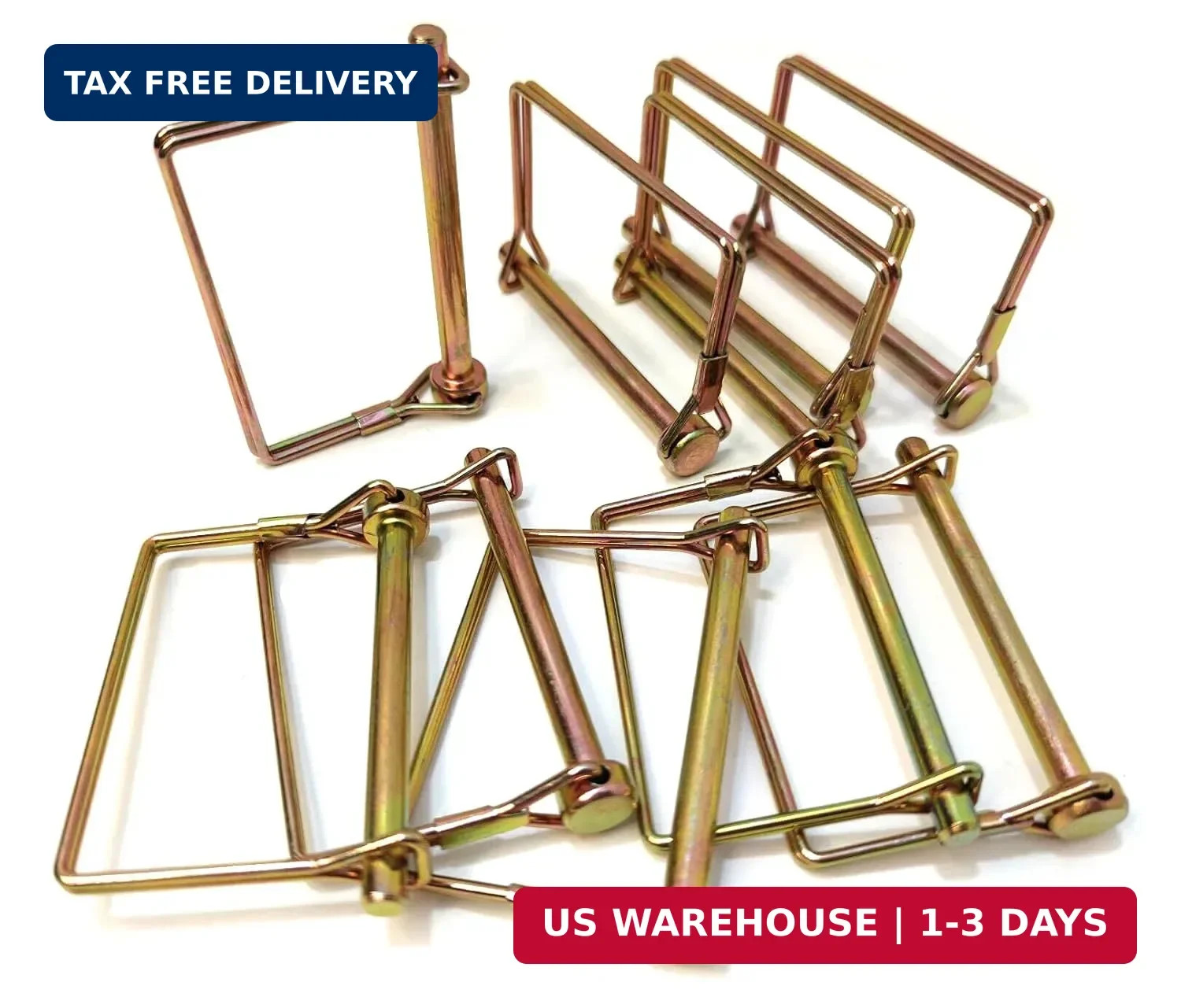 Wire Lock Pin, Trailer Coupler Pin,Hitch pin,1/4 Inch, 10 Pieces, Square, Gold