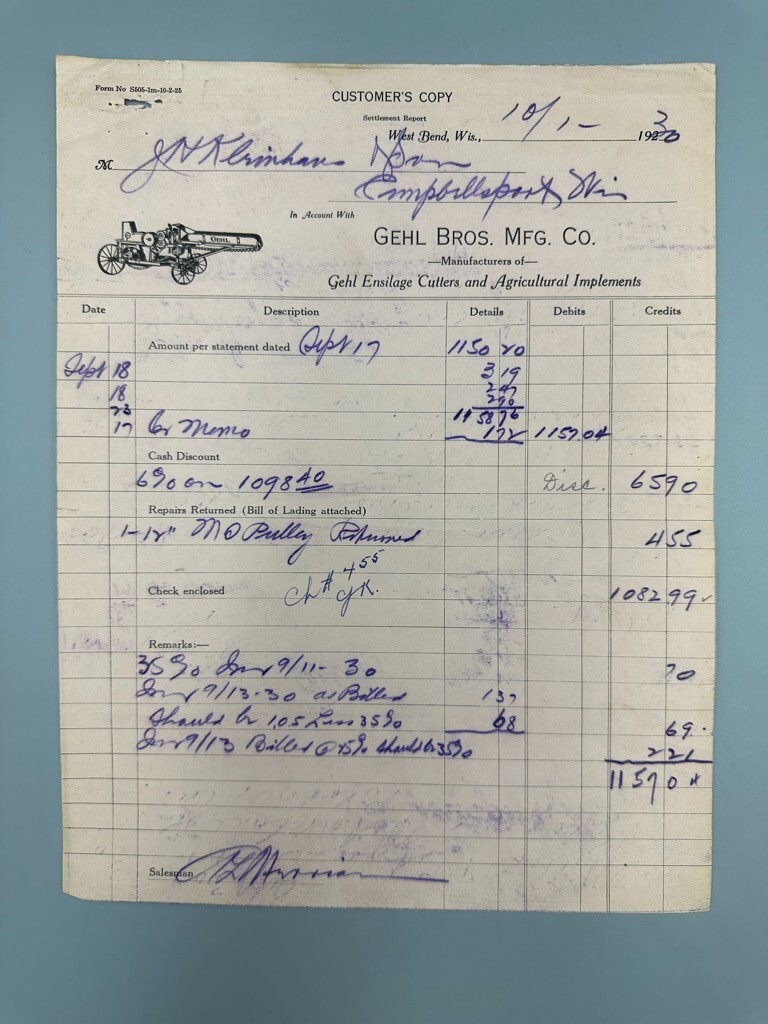 1947 GEHL BROS Farm Machinery WEST BEND WISCONSIN Advertising Vintage Letterhead