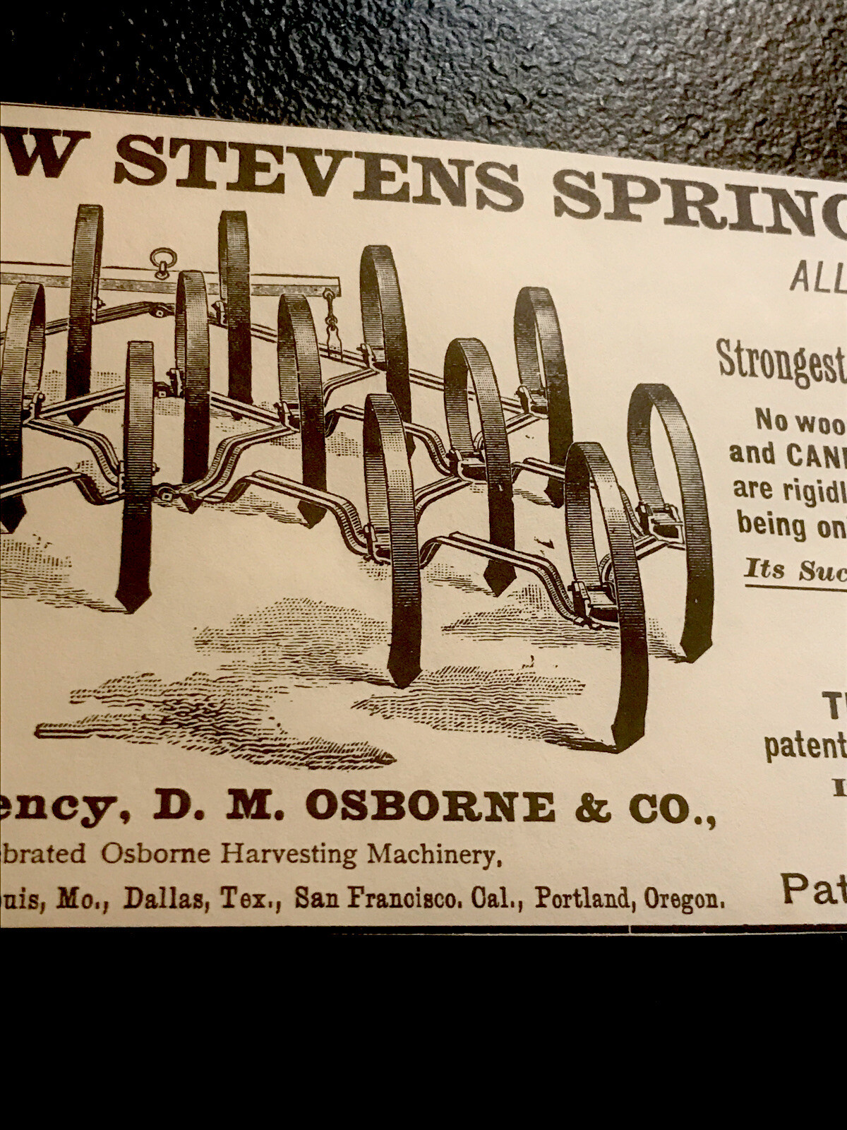 1889 A.W. Stevens & Son Harrow Implement Farm Advertising – Auburn – New York