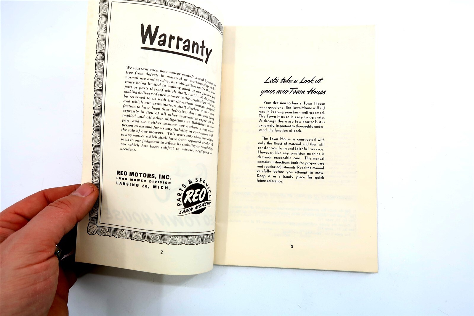 Vintage 1952 REO Town House WFE-18 Operating Manual ~ Factory Original