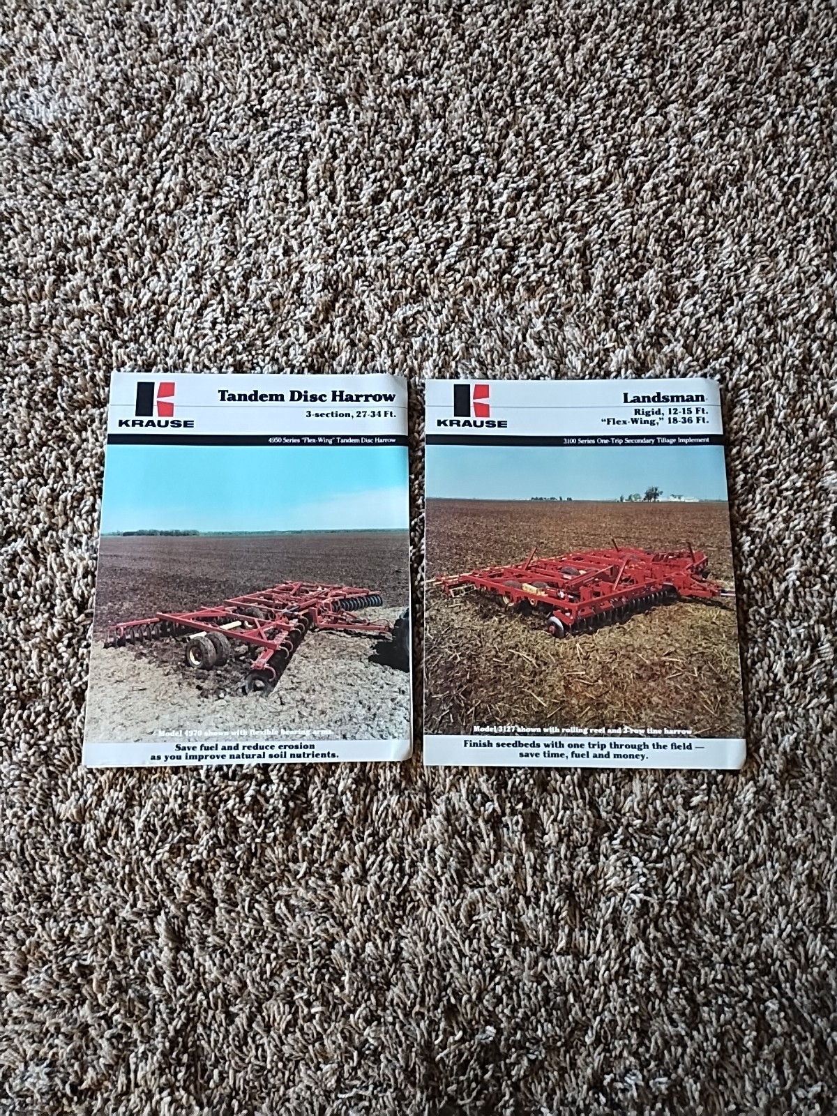 2 KRAUSE Tandem Disc 4950 Harrow 3 Section Landsman 3100 Flex Wing Brochure Ad