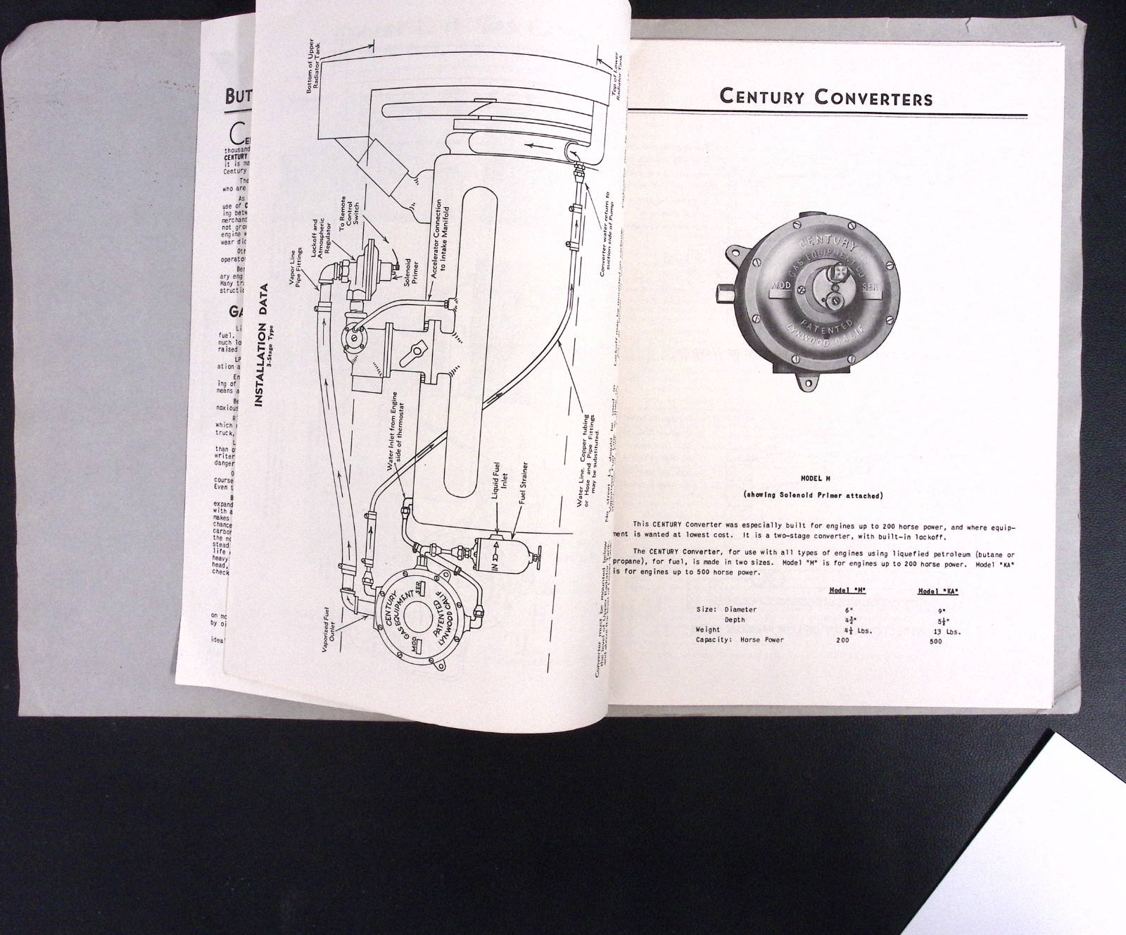 1949 Century Butane Conversion Units & Carburetors Century Gas Equipment Co