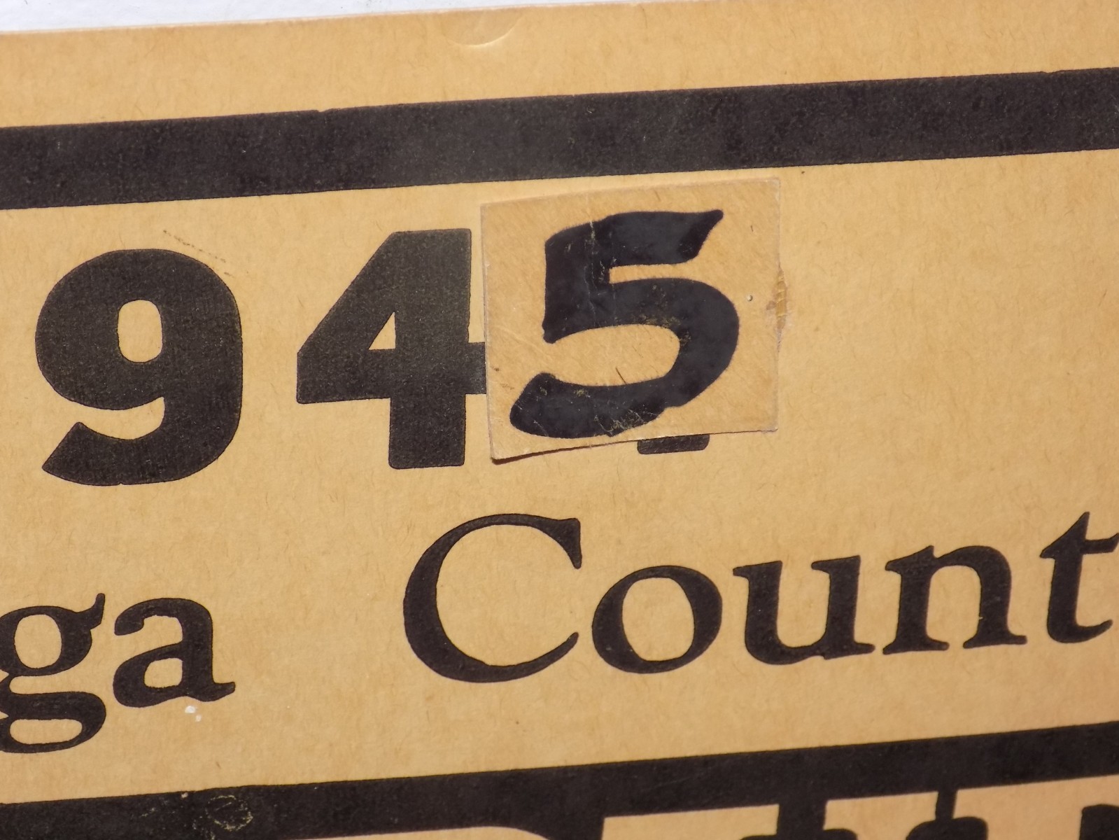 Vintage 1945 Cayuga County (NY) Farm Bureau Cardboard Sign