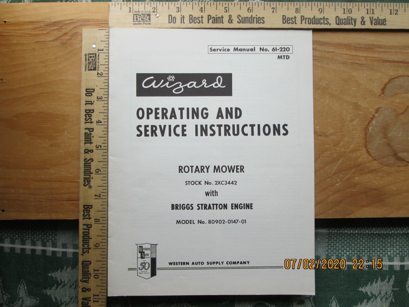 Western Auto Wizard Riding Mower 2xc3442 Operating & Service Inst. Manual