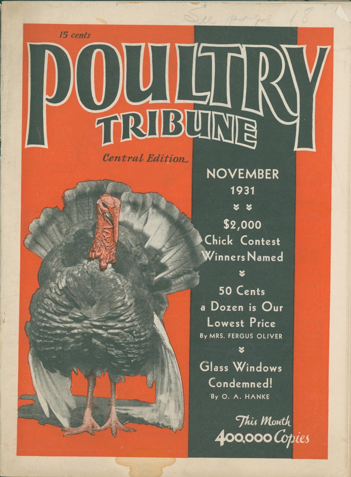 1931 November Poultry Tribune Chicken Farm Eggs Coop Chick Advertising Magazine