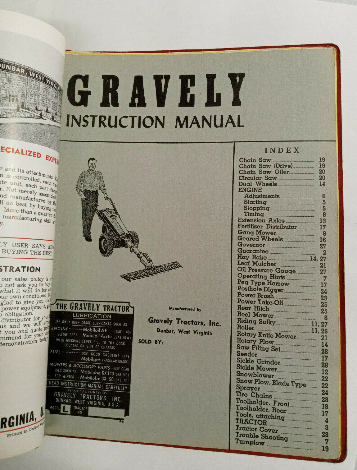 Gravely dealer brochures. 1954. Also includes Woods Ditchwitch Devere Homelite, 