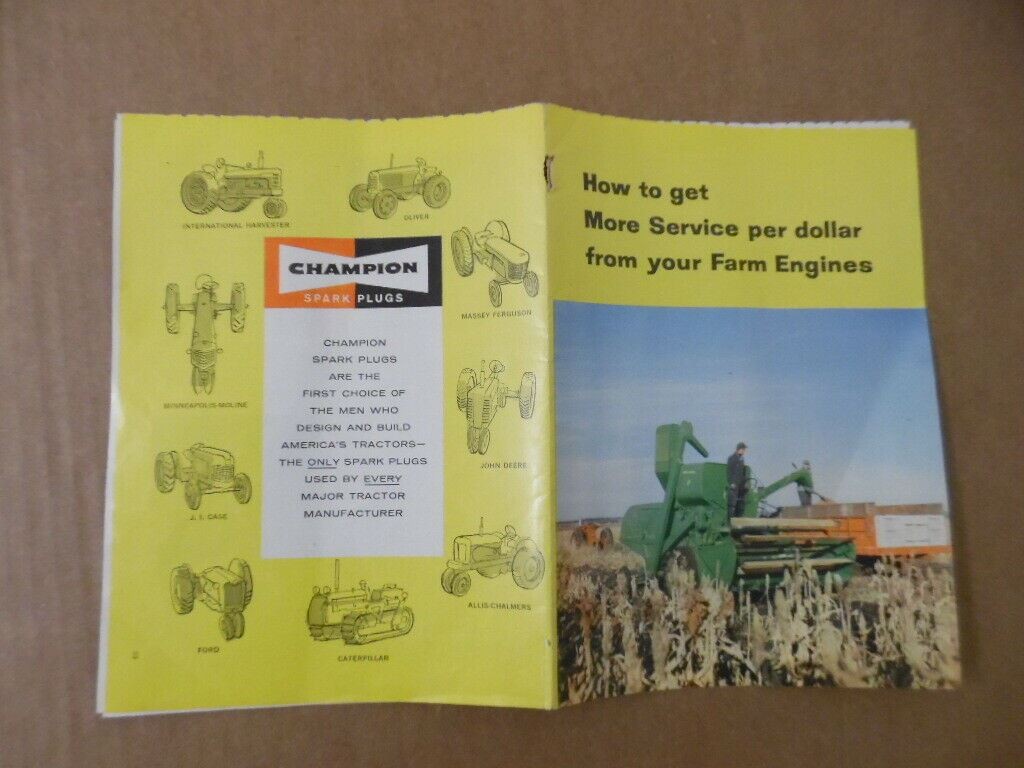 c.1950s Champion Spark Plug Farm Engine Tractor Brochure Vintage Original