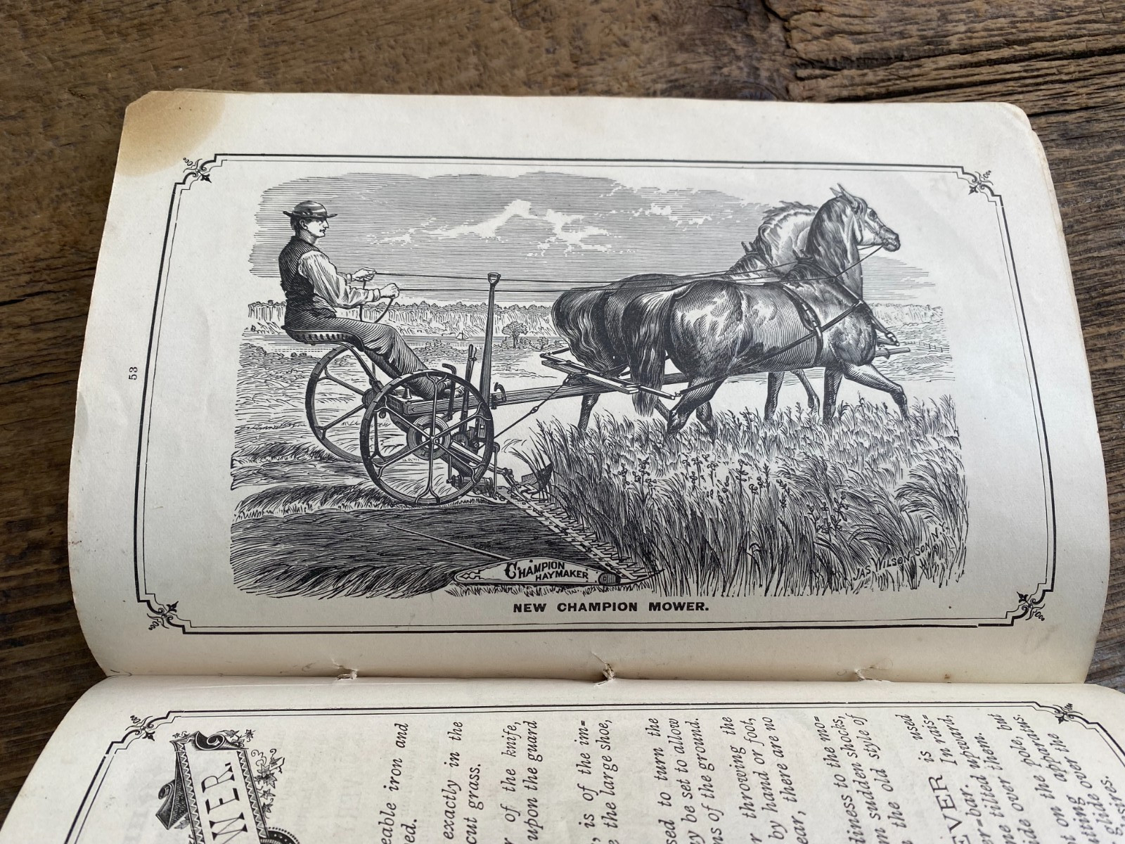 ORIGINAL CHAMPION HORSE DRAWN HARVESTING MACHINES HANDBOOK FOR FARMERS 1882