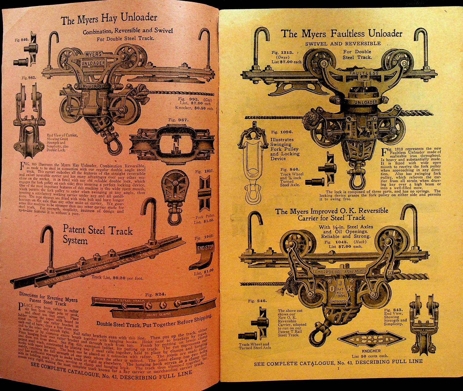 FE Myers & Bro Ashland Pump & Hay Tool Works Catalog ca 1910 Myers Faultless