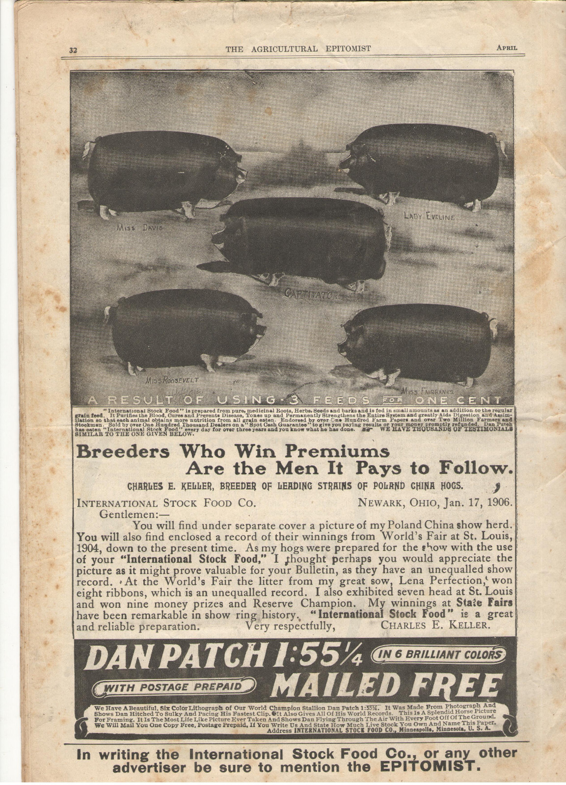 5 VTG 1906-07 &lsquo;AGRICULTURAL EPITOMIST&rsquo; MAGAZINES! ONLY PAPER PRINTED ON A FARM!