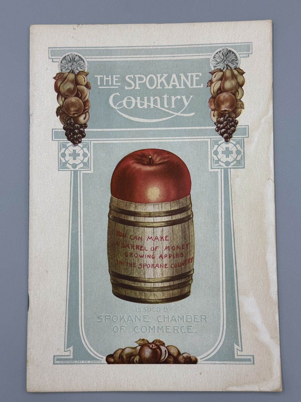1908 SPOKANE COUNTRY Farming APPLE ORCHARD Fruit HOLT STEAM ENGINE Chamber MAP