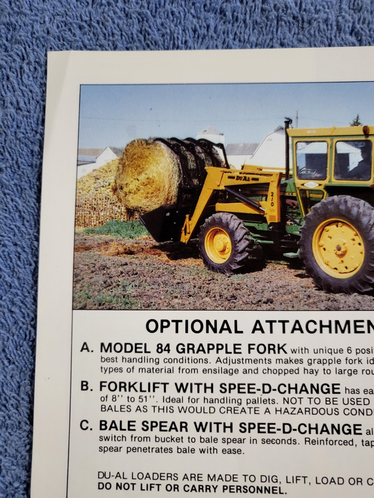 DUAL Model 205 210 Farm Tractor Loaders BROCHURE John Deere Hesston Allis etc.