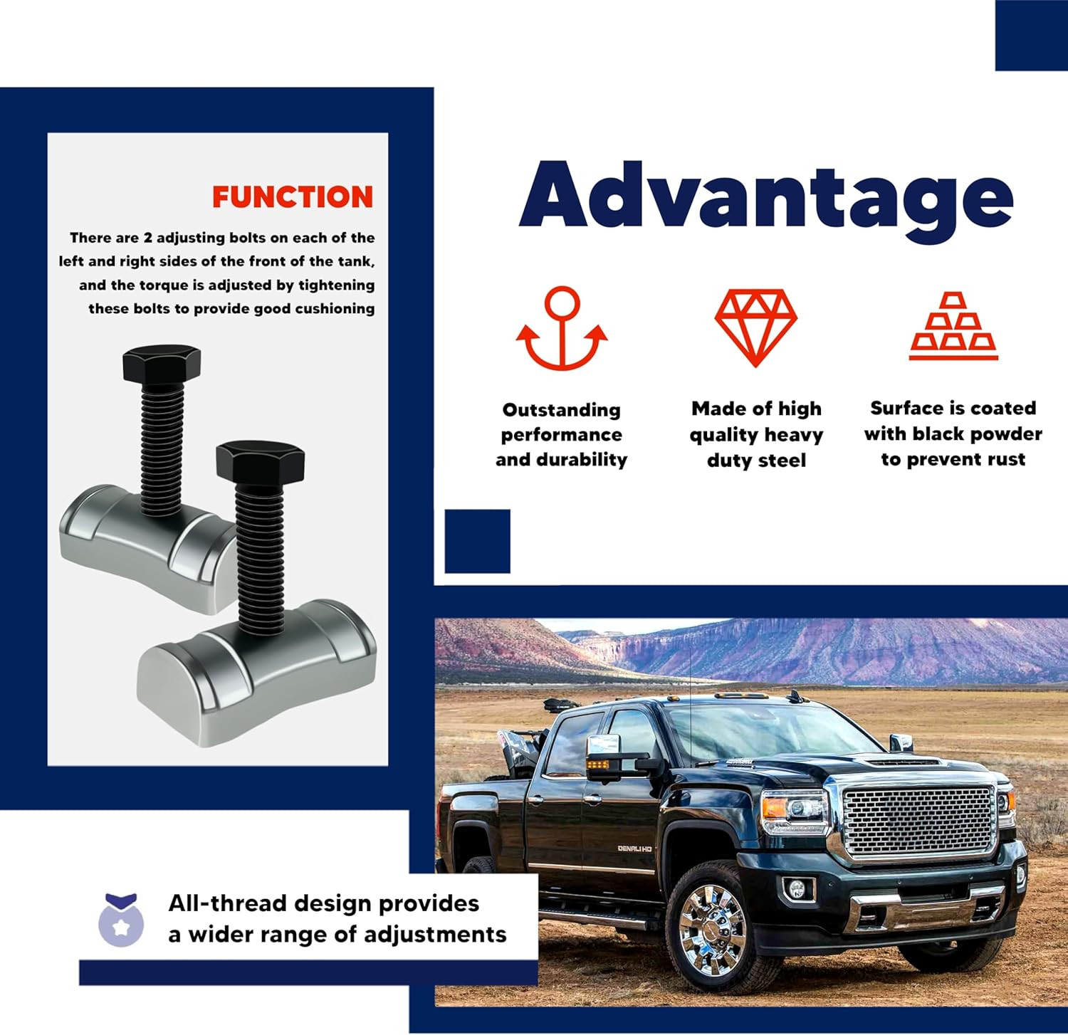 Torsion Bar Adjustment Bolt and Lock Nut Fit for Chevrolet Silverado Tahoe GMC S
