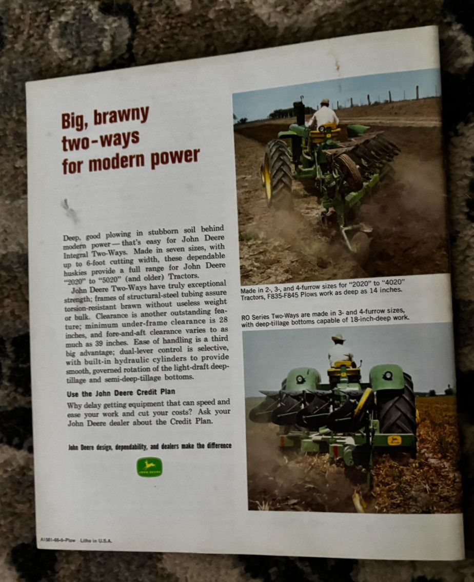 John Deere Moldboard Plows For 1966 Brochure DCPA26