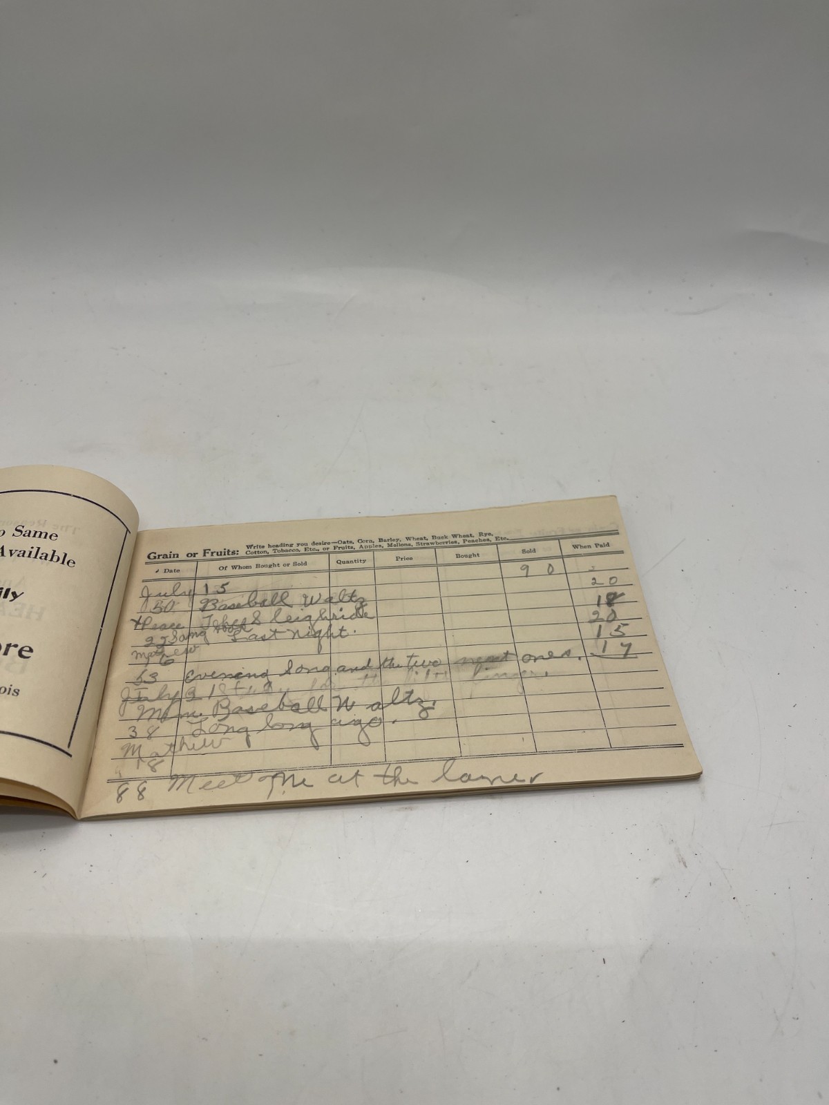 Antique 1927 Farmers Record & Account Book Kewanee State Bank Illinois Dow Print
