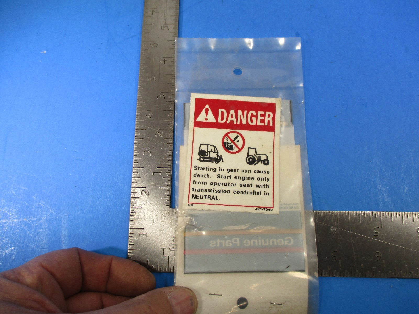 Case Transmission Danger Decal Part # 321-7040 NOS New in Package NOS1 B1