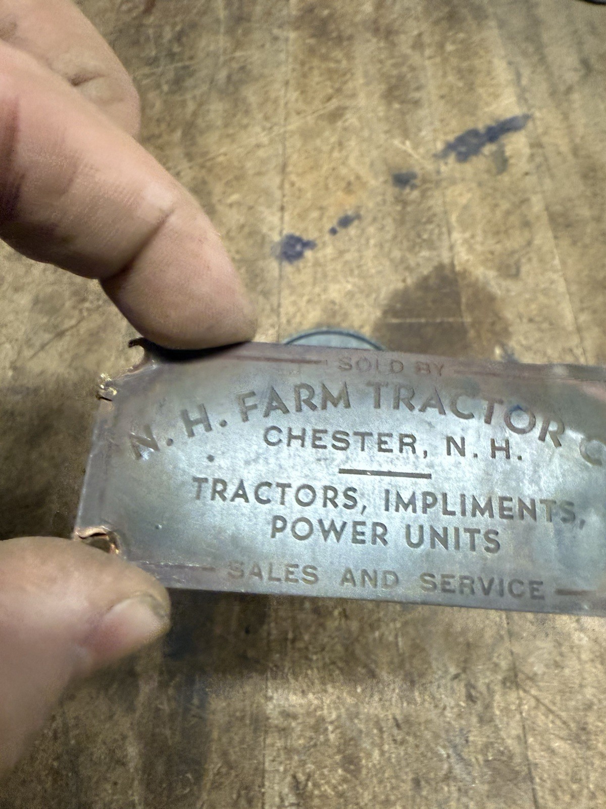 Powerful As The Nation Chester N.H. Farm Tractor Co Machine ID Tags Plates Signs