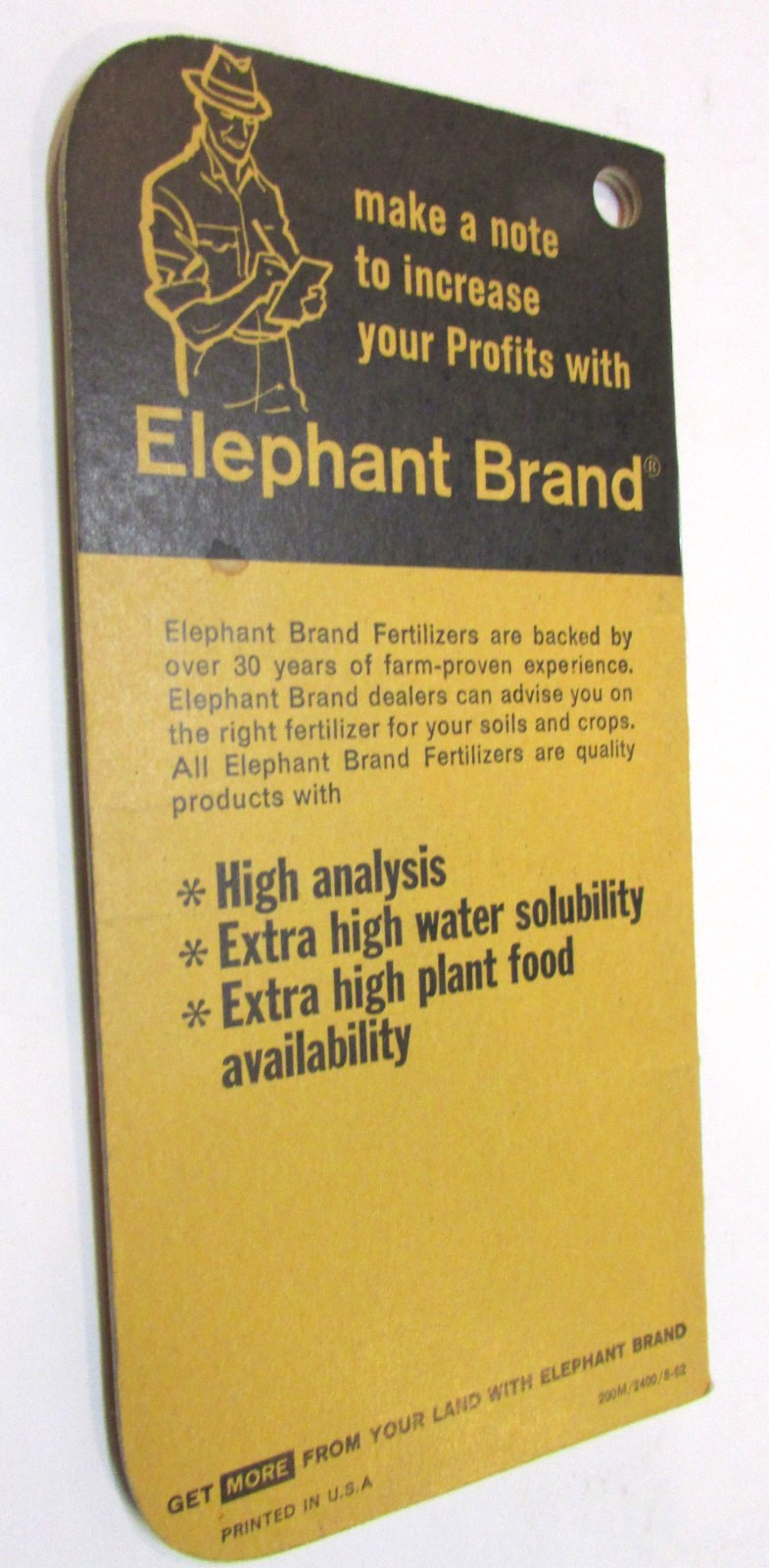 Old 1962-1964 Elephant Brand Fertilizers Vintage Farmers Pocket Notebook