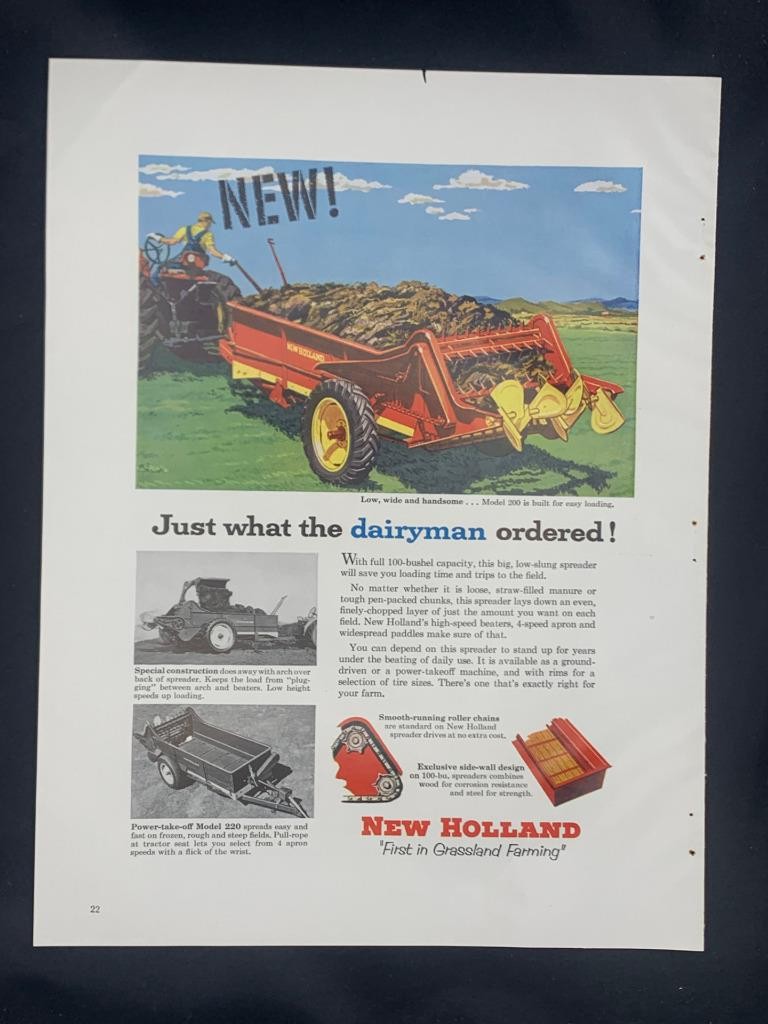 Magazine Ad* – 1957 – New Holland Model 200 Spreader – New Holland, PA