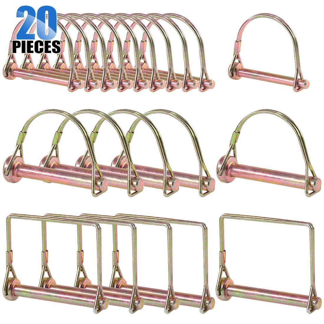 20Pcs Heavy Duty PTO Pin Assortment Kit for Farm Trailers Wagons Lawn Garden