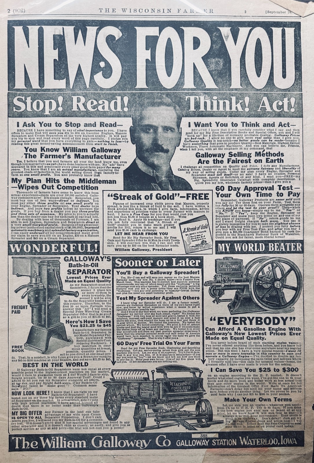 1912 Galloway Farm Equipment Catalog – Waterloo, IA Ad #1914