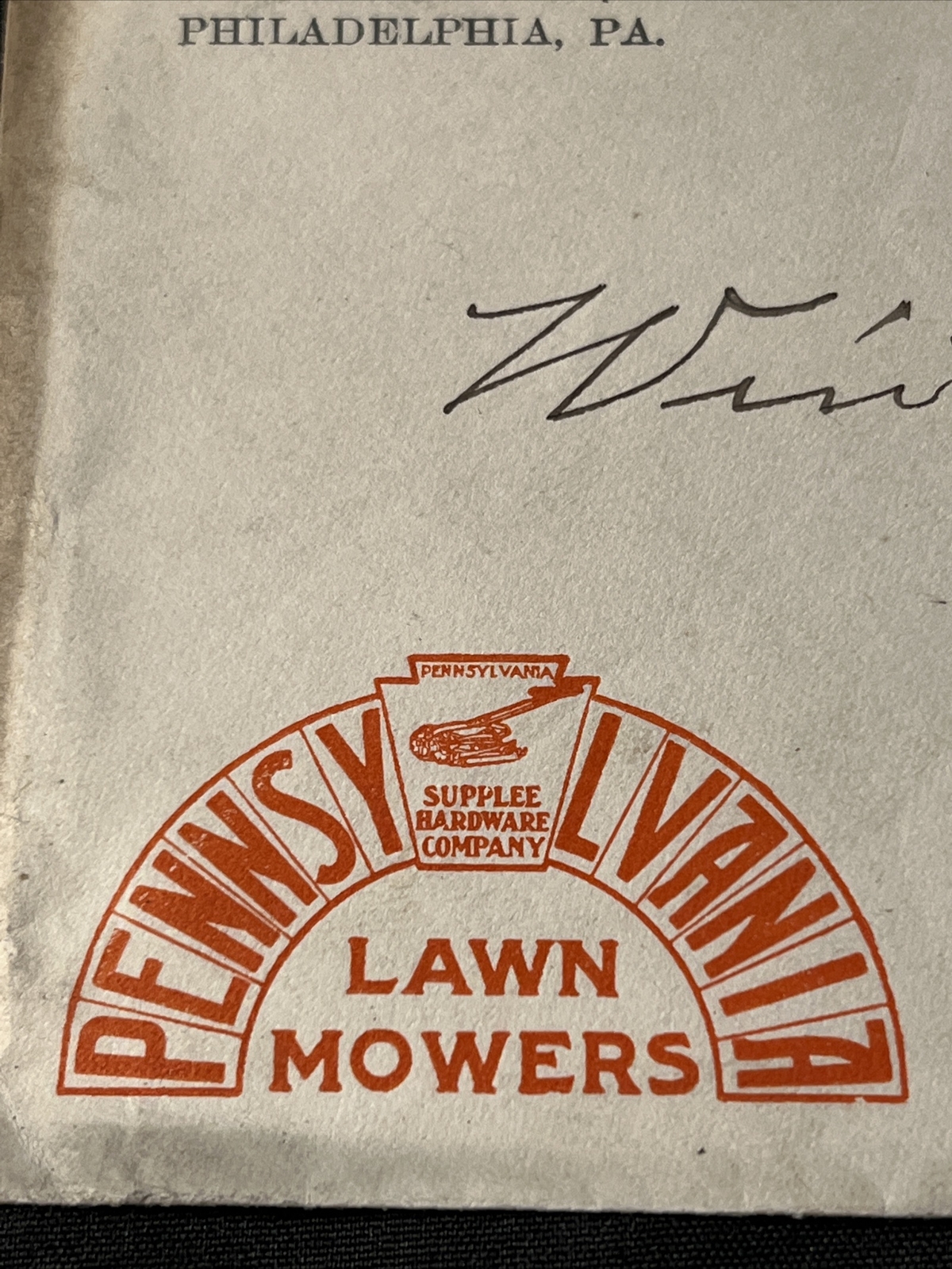Antique 1906 PENNSYLVANIA Lawn Mowers SUPPLEE Hardware Letter Envelope