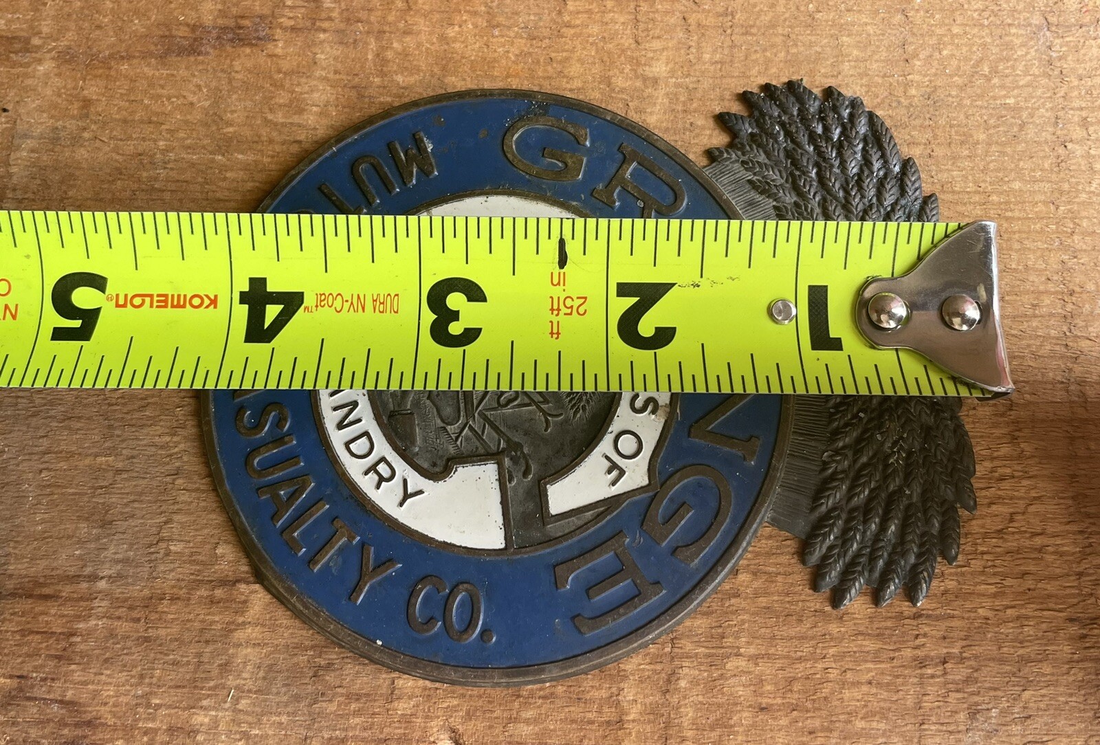 Antique GRANGE Husbandry Farm Agricultural Mutual Casualty Ins. Radiator Badge