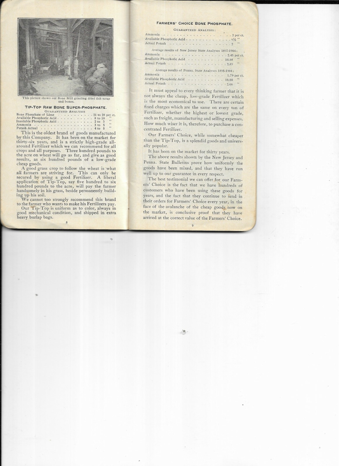 I.P. THOMAS AND SON HIGH FRADE FERTILIZERS 1905 BROCHURE