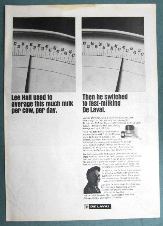 Original 1966 De Laval Dairy Ad Features Lee Hall of Pketon, Ohio