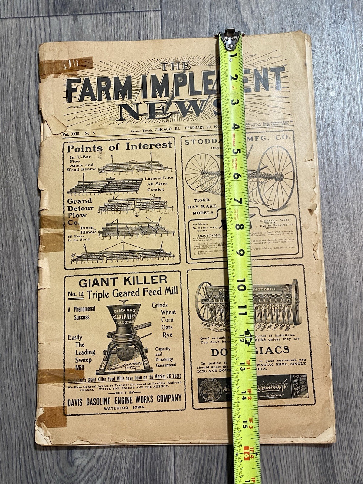 1902 The Farm Implement News Advertising Newspaper Chicago Masonic Temple