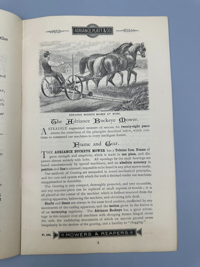 1886 ADRIANCE PLATT Co BUCKEYE WORKS Antique FARM Advertising Illustrate Catalog