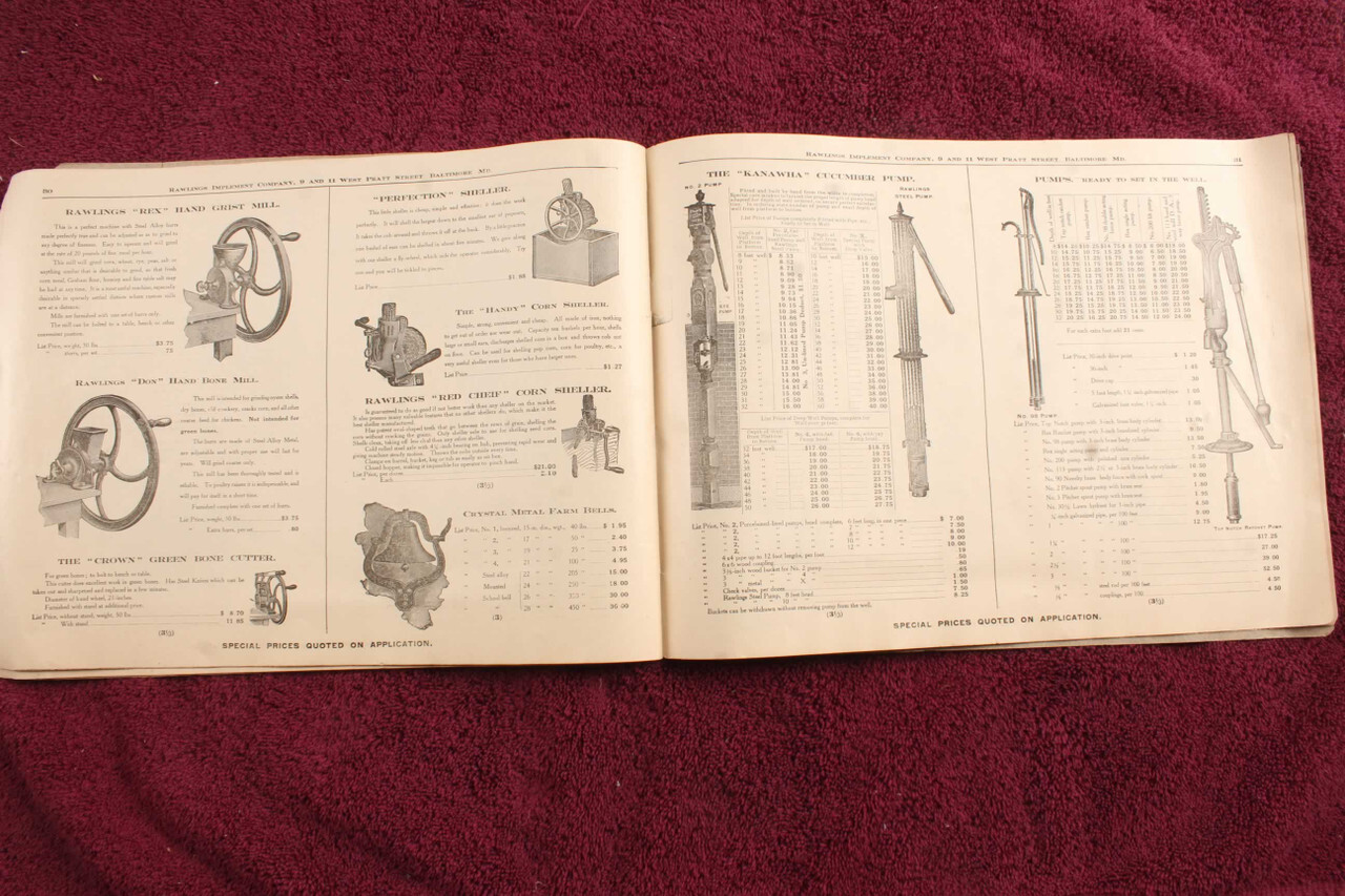 Antique 1908 Rawlings Implement Company Catalog Farm Machinery