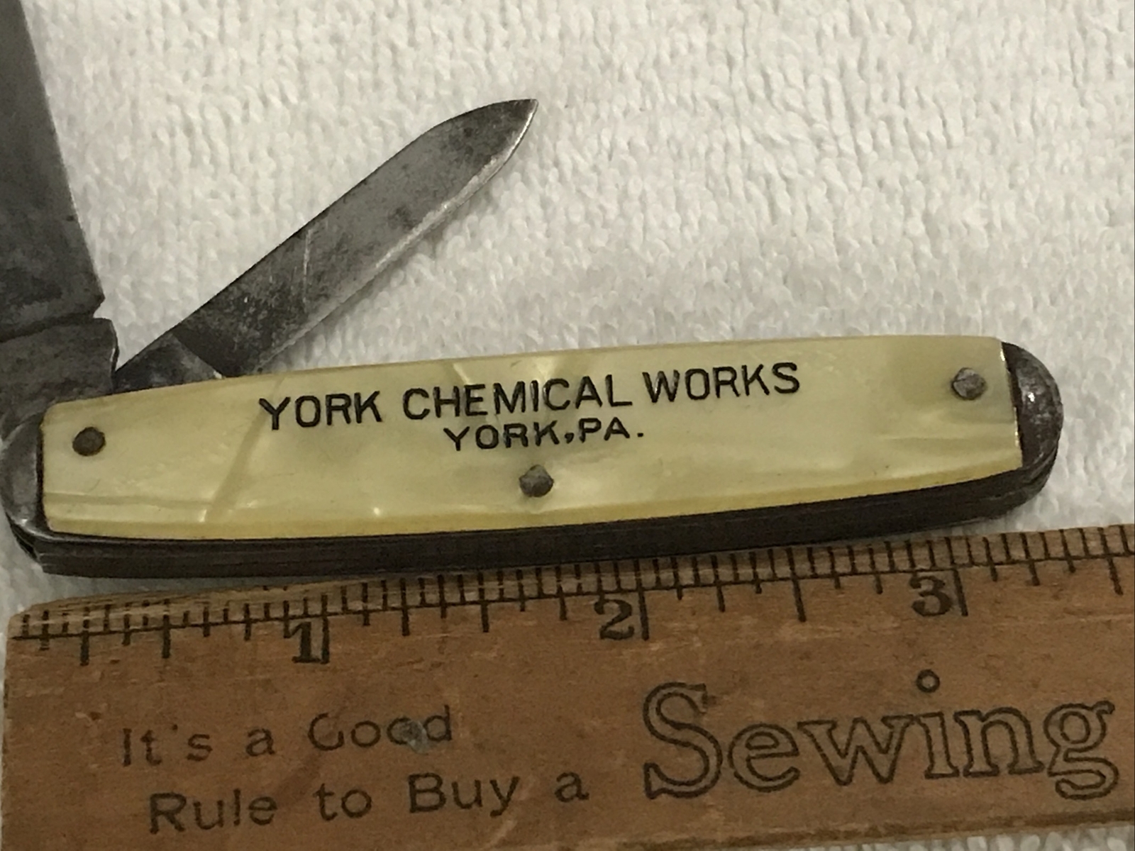 DEMPWOLF’S FERTILIZERS, YORK CHEMICAL WORKS, VINTAGE UTICA ADVERTISING KNIFE