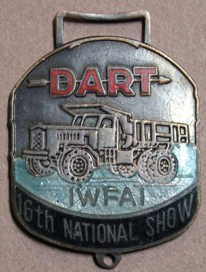 DART Dump Trucks 1980 National Fob Show IWFAI Porcelain Watch Fob Shlf1A1-7