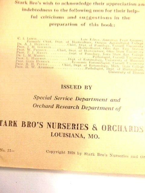 vintage 1938 Stark Bros. Guide to Profitable Orcharding; (Louisiana, MO)