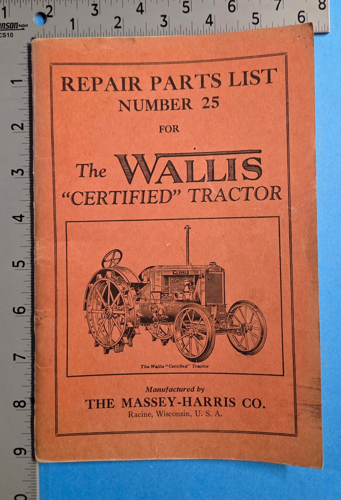 Antique Wallis Tractor Manual Parts List Catalog Massey Harris 1937
