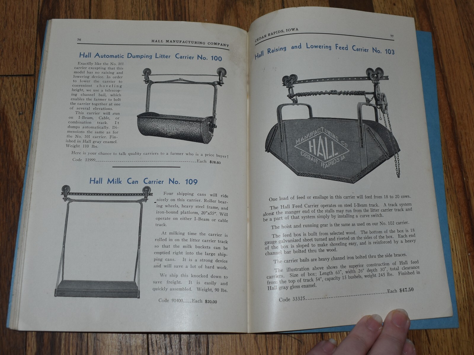 RARE HALL MANUFACTURING CEDAR RAPIDS IA FARM EQUIPMENT SALES FARM CATALOG