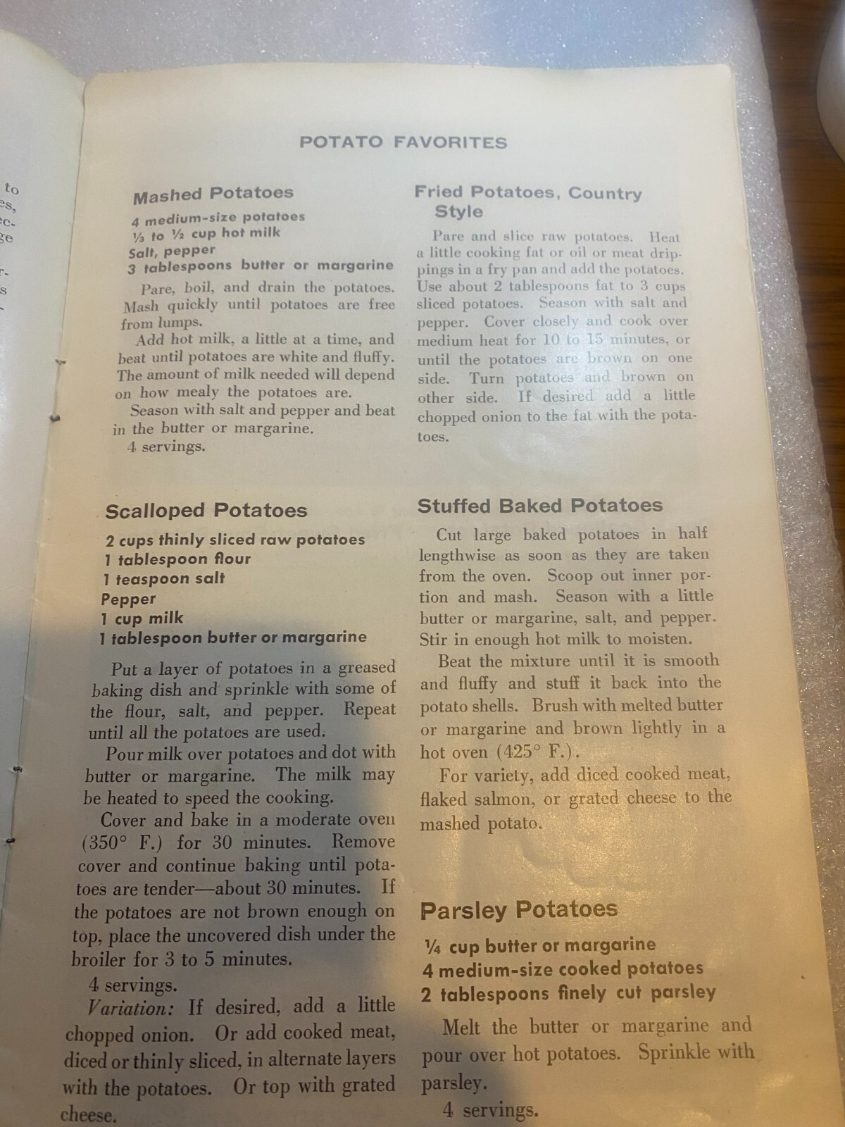 Vintage/Rare- Potatoes in Popular Ways- Farm Brochure USDA issued October 1957